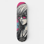 Urban Emo Meisje Cyber Art Persoonlijk Skateboard (Voorkant)