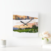 Urban Escape Artist City naar Natuur Sunset Design Vierkante Klok (Huis)