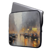 Urban Evening Rain Scene Laptop Sleeve (Voorkant Links)