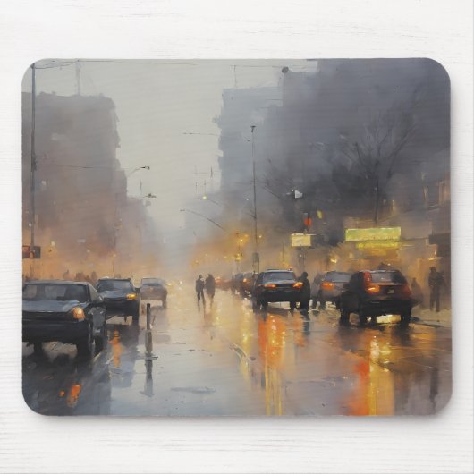 Urban Evening Rain Scene Muismat (Voorkant)