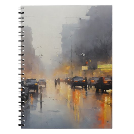 Urban Evening Rain Scene Notitieboek (Voorkant)