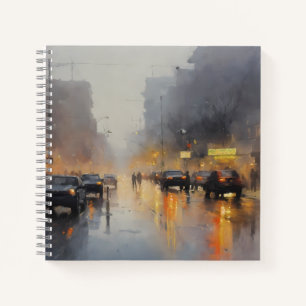 Urban Evening Rain Scene Notitieboek