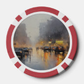 Urban Evening Rain Scene Poker Chips (Achterkant)