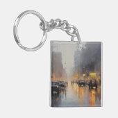Urban Evening Rain Scene Sleutelhanger (Voorkant Links)