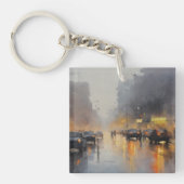 Urban Evening Rain Scene Sleutelhanger (Voorkant)