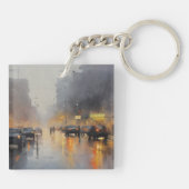 Urban Evening Rain Scene Sleutelhanger (Achterkant)
