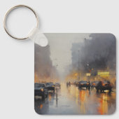 Urban Evening Rain Scene Sleutelhanger (Voorkant)