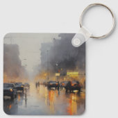Urban Evening Rain Scene Sleutelhanger (Achterkant)