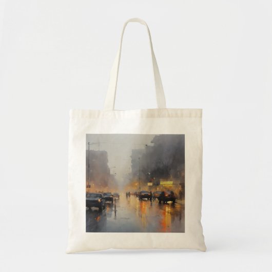 Urban Evening Rain Scene Tote Bag (Voorkant)