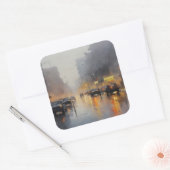Urban Evening Rain Scene Vierkante Sticker (Envelop)