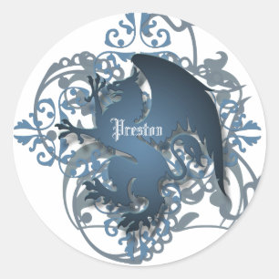 Urban Fantasy Blue Griffin voegt naamstickers toe Ronde Sticker