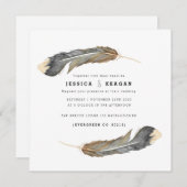 Urban Feather Bruiloft uitnodigen Kaart (Voorkant / Achterkant)