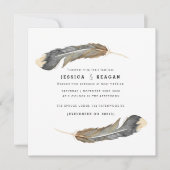 Urban Feather Bruiloft uitnodigen Kaart (Voorkant)