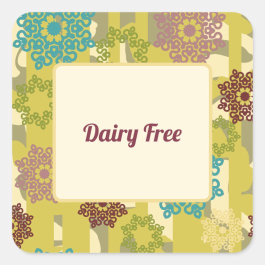 Urban Floral Dairy Free Dietary Requirement  Vierkante Sticker (Voorkant)