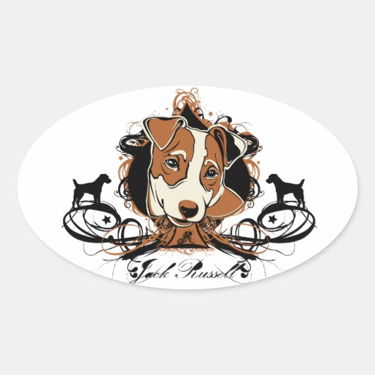 Urban Flourish Jack Russell Sticker (Voorkant)