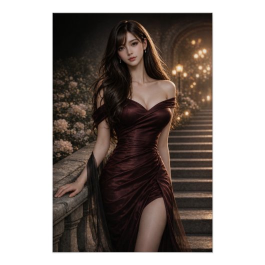 URBAN FLUID ELEGANCE — Crimson Reverie Poster (Voorkant)