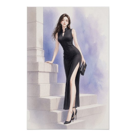 URBAN FLUID ELEGANCE — Midnight Orchid Poster (Voorkant)