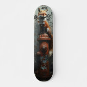 Urban Fox on Fire Hydrant - Gritty Street Art Persoonlijk Skateboard (Voorkant)