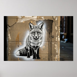 Urban Fox Stencil Poster