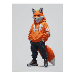 Urban Fox Vibes - futuristisch streetwear design Perfect Poster