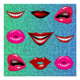 Urban Funky Hip Cool Lips Patroon Perfect Poster