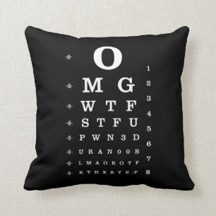 Urban Geek Dictionary Eye Chart Pillow Kussen
