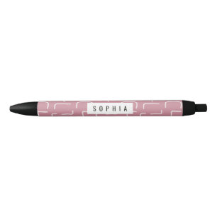 Urban Geo Stof Roze Blender Patroon Zwarte Inkt Pen