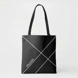 Urban Geometric Black Monogrammed Tote Bag
