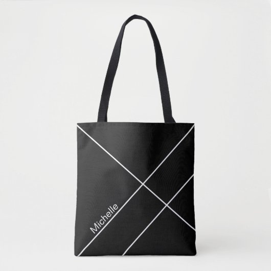 Urban Geometric Black Monogrammed Tote Bag (Voorkant)