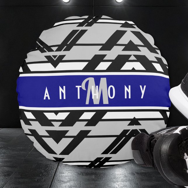 Urban Geometric Teen Room Personalized Rond Kussen (Creator heeft geüpload)