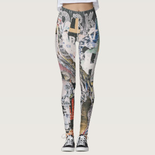 Urban Gescheurde Poster Typografie Dames Leggings