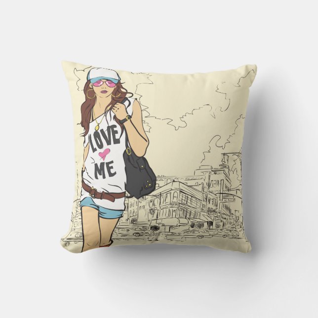Urban Girl Amerikaans MoJo Pillow Kussen (Voorkant)