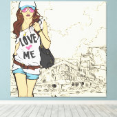 Urban Girl Wrapped Canvas (Insitu (Houten vloer))