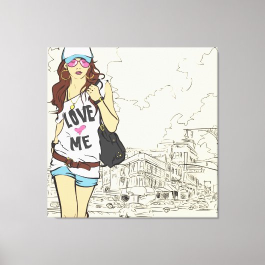 Urban Girl Wrapped Canvas Afdruk (Voorkant)