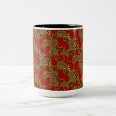 Urban Glam Animal Print With Chains On Red Tweekleurige Koffiemok (Center)