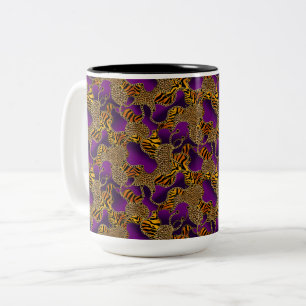 Urban Glam Dierprint Met Kettingen Op Paars Tweekleurige Koffiemok