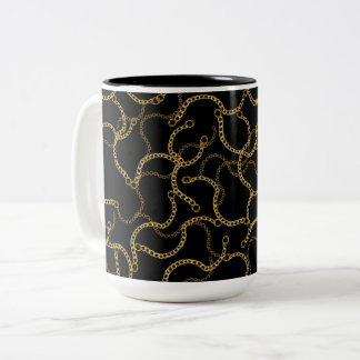 Urban Glam Gold Chains Pattern Tweekleurige Koffiemok