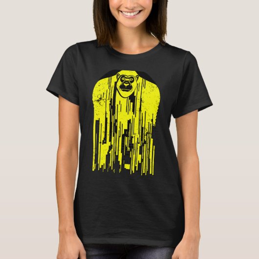 Urban Gorilla Ape Monkey Black & Yellow Abstract G T-shirt (Voorkant)
