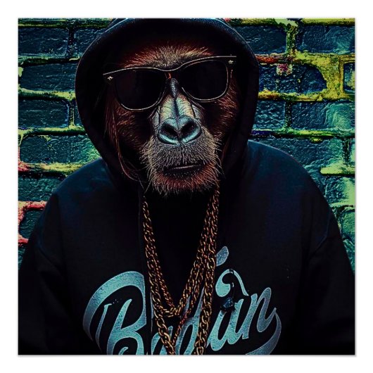 Urban Gorilla – Street Style Canvas Art Print Perfect Poster (Voorkant)