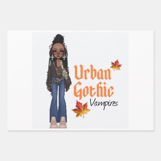 Urban Gothic Vampires Gift Wrap 6 Inpakpapier Vel (Voorkant)
