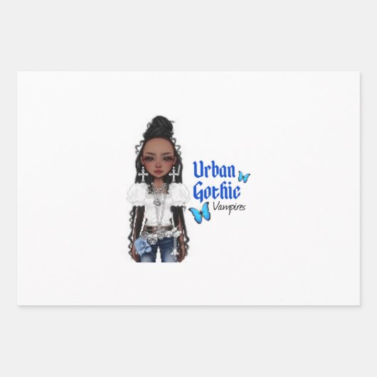 Urban Gothic Vampires Gift Wrap 8 Inpakpapier Vel (Voorkant)