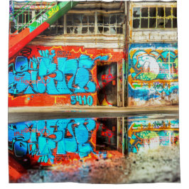 Urban Graffiti Art Lost Abandoned Building Shower Douchegordijn