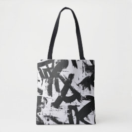 Urban Graffiti Canvas tas – Zwart-wit Abstract