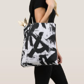 Urban Graffiti Canvas tas – Zwart-wit Abstract (Dichtbij)