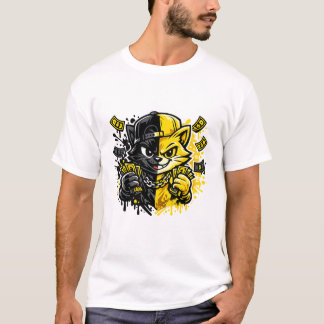Urban Graffiti Cat Design  T-shirt