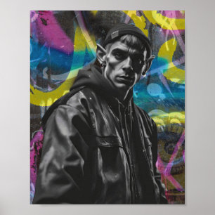 Urban Graffiti Elf Poster