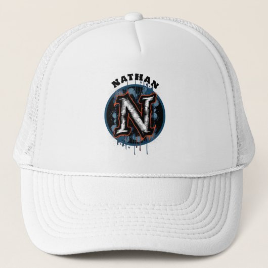 Urban Graffiti Graphic  Monogram "N" Trucker Pet (Voorkant)