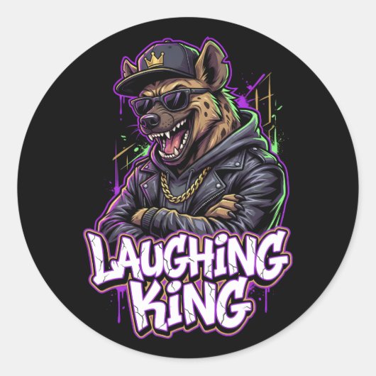 Urban Graffiti Hyena Laughing King Wall Art Ronde Sticker (Voorkant)