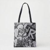 Urban Graffiti Monochrome Style Canvas tas (Voorkant)