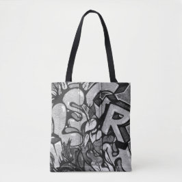 Urban Graffiti Monochrome Style Canvas tas